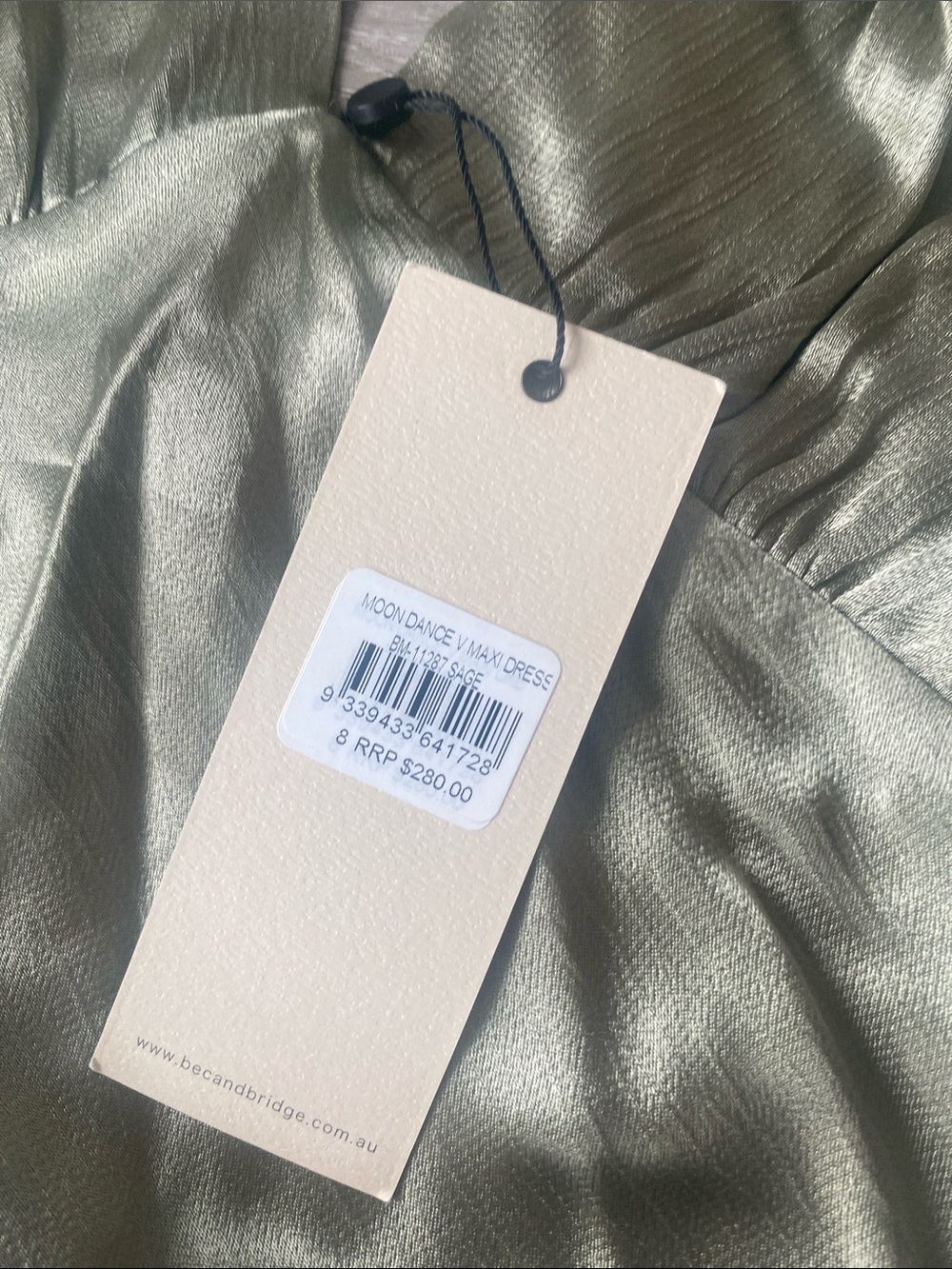 bec + bridge Sage Green Satin Maxi Dress - Picture 3 of 4